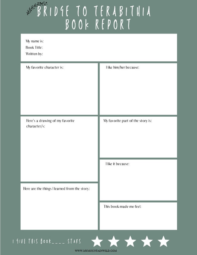 Bridge to Terabithia Book Guide PDF - Etsy