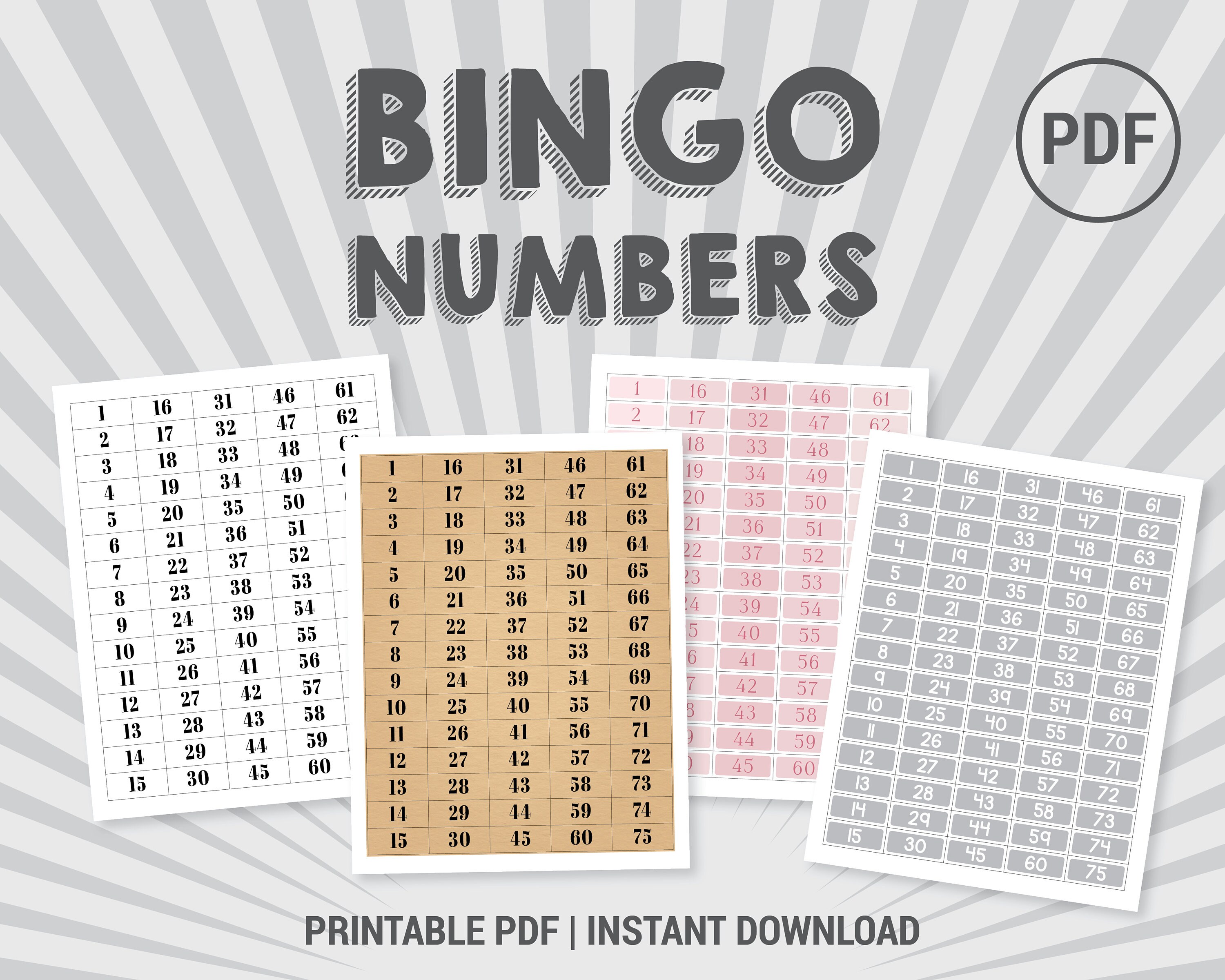 Printable Bingo Ball Numbers