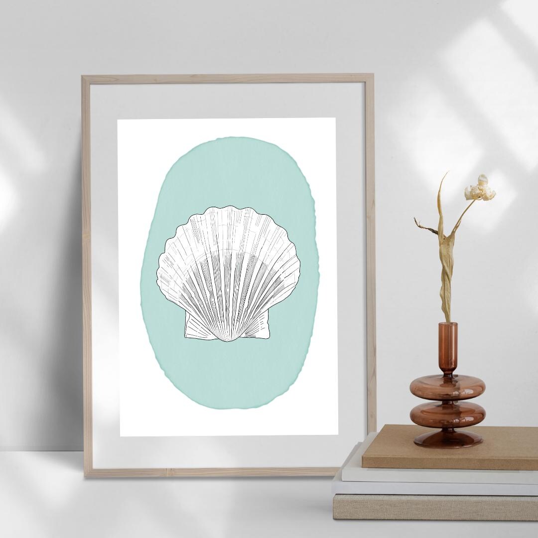 Minimal Seashell Wall Art Print -coastal Nautical Illustration -beach ...