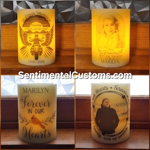 Flameless Memorial Candle: Personalized Remembrance Candle with Timer that starts automatically every 24 hours!
