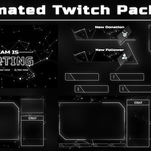 Animated Twitch Overlay Package - Black&White Molecules Animated Stream Overlay Package - Twitch Panels-Animated Overlay - Full Stream Pack