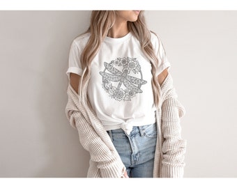 Camiseta de libélula boho / Camisa de libélula de flores / Camiseta de libélula linda / Regalo de amante de la naturaleza / Regalo de amante de los animales / Regalo de cumpleaños / Camisa de mamá