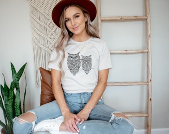 Camiseta de búho boho / camiseta de búho lindo / camiseta gráfica de búho / camiseta de amante de la naturaleza / camiseta de amante de los animales / regalo para amigos / regalo de cumpleaños / camiseta de mamá