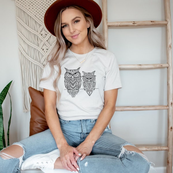 Boho Owl T-Shirt | Cute Owl Tee | Owl Graphic Shirt | Nature Lover Tee | Animal Lover Shirt | Gift for Friends | Birthday Gift | Mama Tee