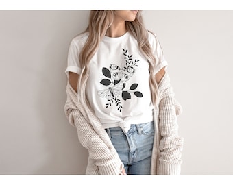 Fjärils-T-shirt | Söt fjärils-T-shirt | Gåva för naturälskare | T-shirt med fjärilsgrafik | Supermjuk och bekväm T-shirt | Vintage fjärils-T-shirt
