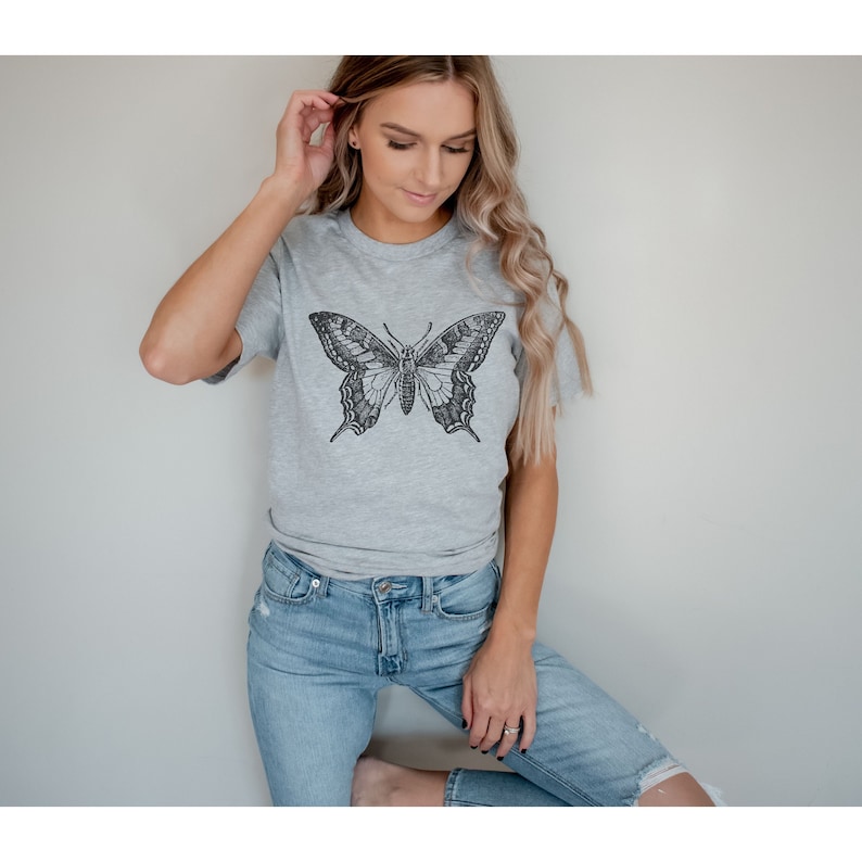 Butterfly T-Shirt | Cute Butterfly Tee | Nature Lover Gift | Butterfly Graphic Shirt | Super Soft Comfortable Tee | Vintage Butterfly Shirt image 1