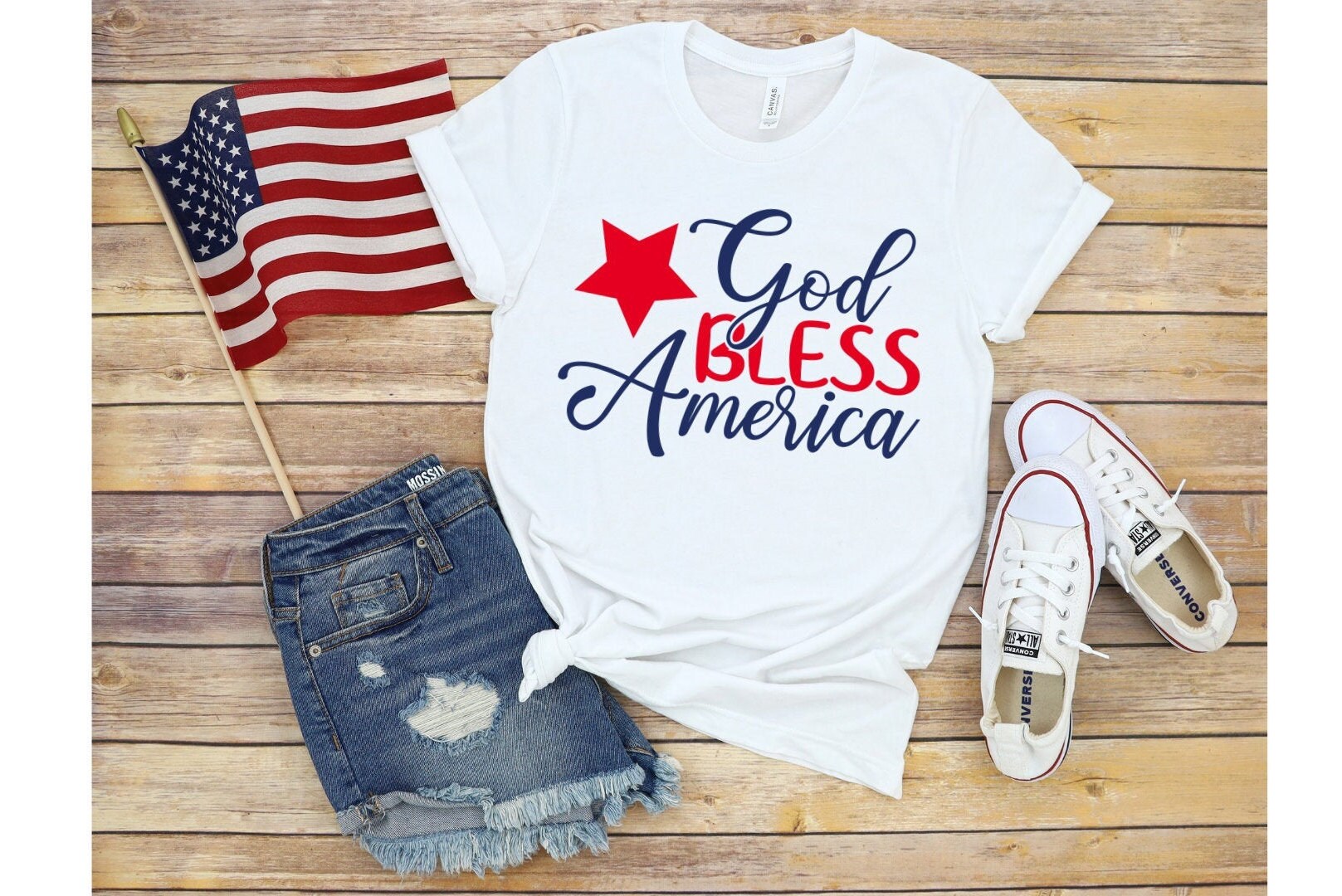 God Bless America T-Shirt 4th of July Patriotic Tee Red | Etsy