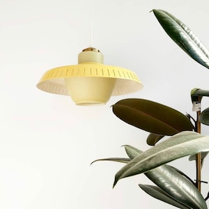 Midcentury modern Danish yellow pendant lamp by Bent Karlby for Lyfa 1960s, Denmark