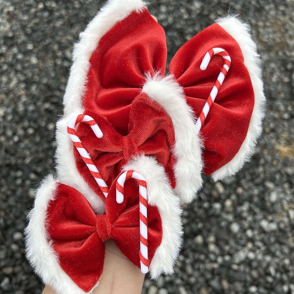 Candy Cane Hair Bow - Etsy