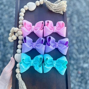 Glitter ribbon bow, pink/ purple/ blue glitter ribbon bows, multiple sizes