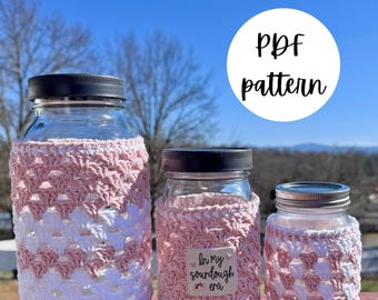 Mason Jar Cozy Crochet Pattern | pdf file| Sourdough era | Gifts | Kitchen Decor