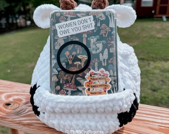 Cow Pouf E-Reader | Crochet | Kindle | BOOX Palma | Nook | iPad| Bookish | Book Gifts | Booktok
