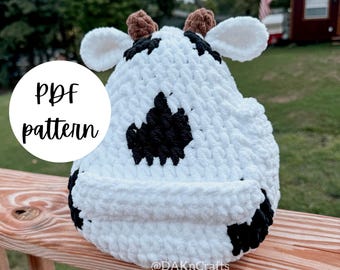 Cow Pouf Crochet Pattern | pdf file| Bookish | Book Gifts | Booktok
