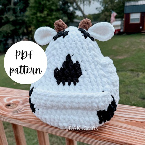 Patrón de crochet de puf de vaca / archivo pdf / Bookish / Regalos de libros / Booktok