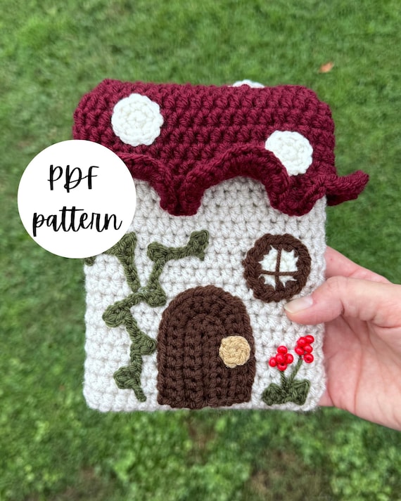 Mushroom Fairy Cottage Crochet E - Reader Sleeve Pattern | pdf file| Bookish | Book Gifts | Booktok