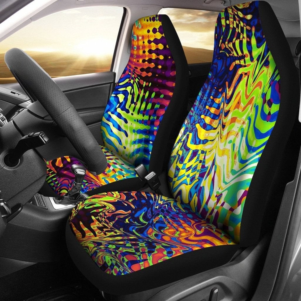 Trippy Car Seat Covers For Vehicle Psychedelic Hippie Custom Etsy