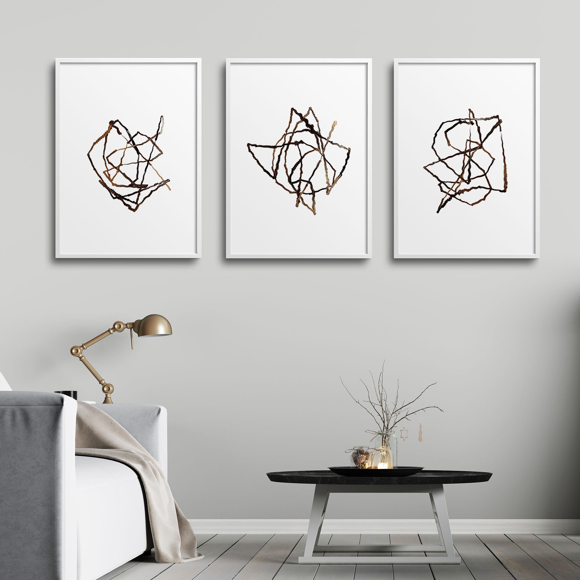 Triptychon 3-teilige Wandkunst druckbare abstrakte moderne | Etsy