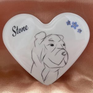 Custom Pet Memorial Keepsake with Fur Portrait in Resin Heart – Shadow Box Frame – Personalized Gift