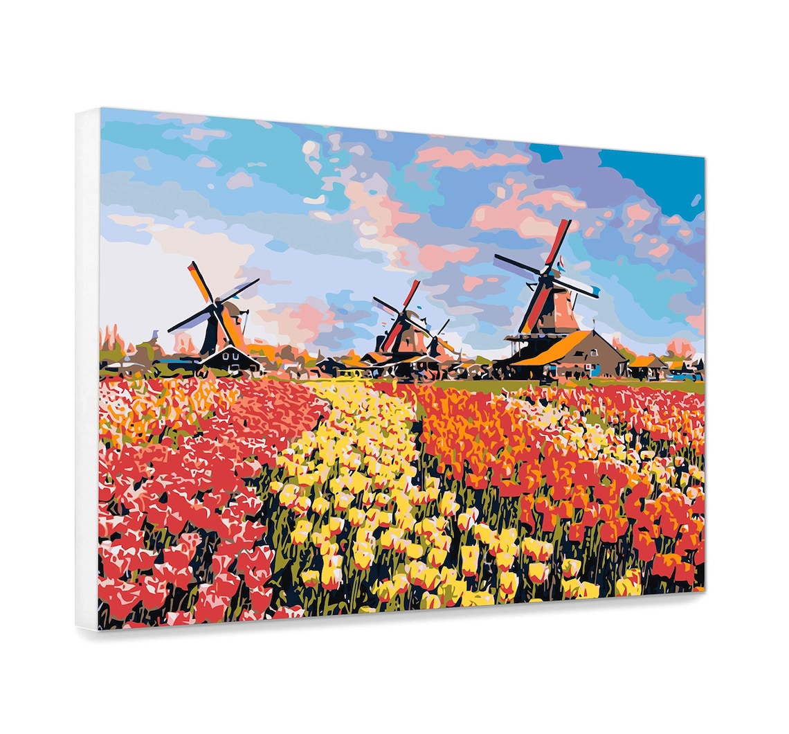 Tulips Paint Number with/without Frame Tulip Field Home Decor Etsy