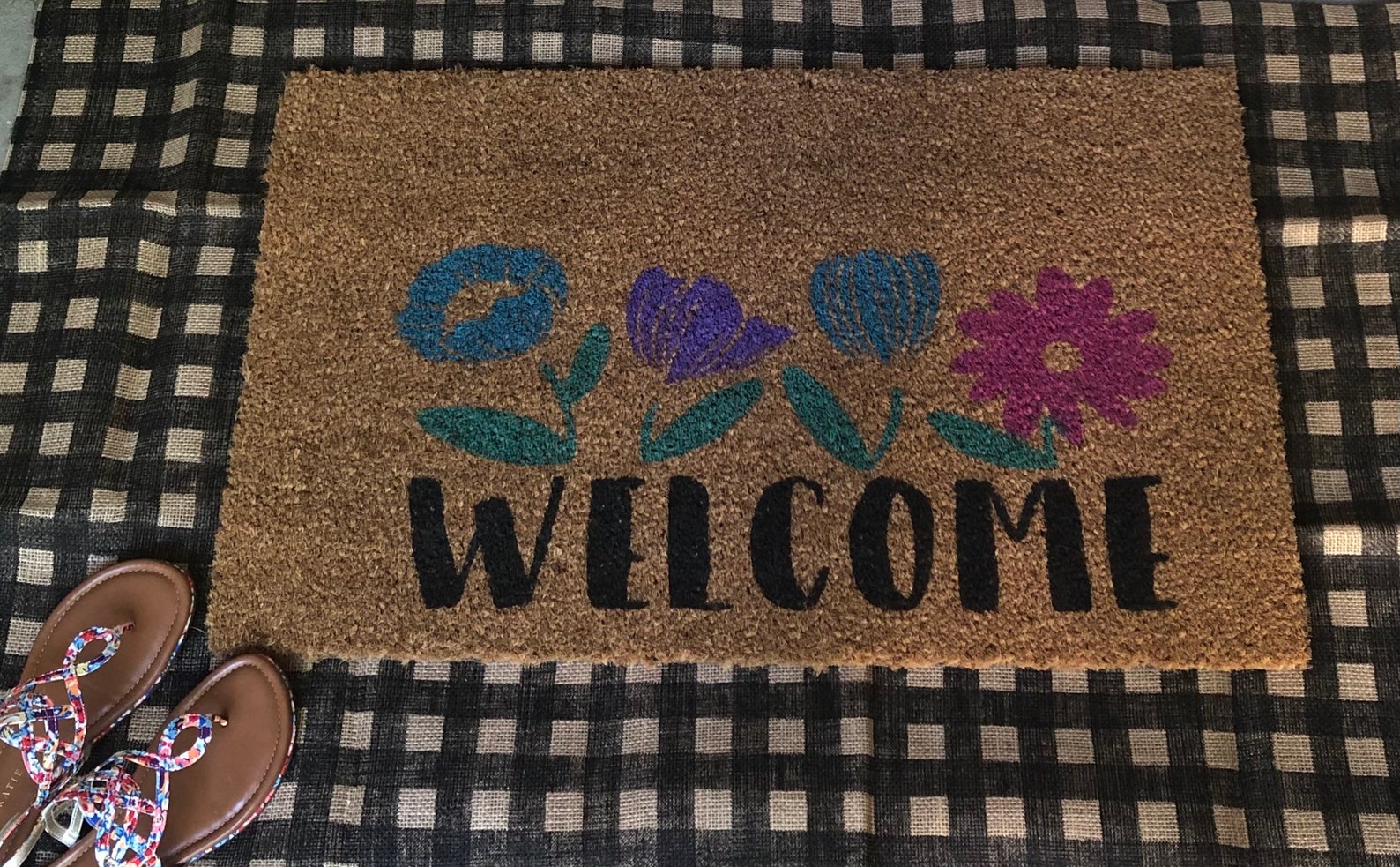 Spring Doormat customizable flower color great gift Etsy