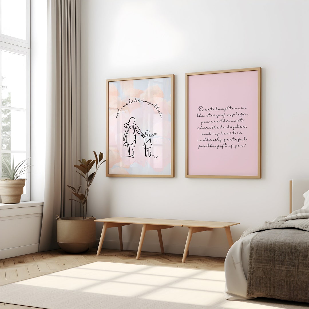 Mother Daughter Line Art Print Set: Pastel Nursery Decor (digital Print ...