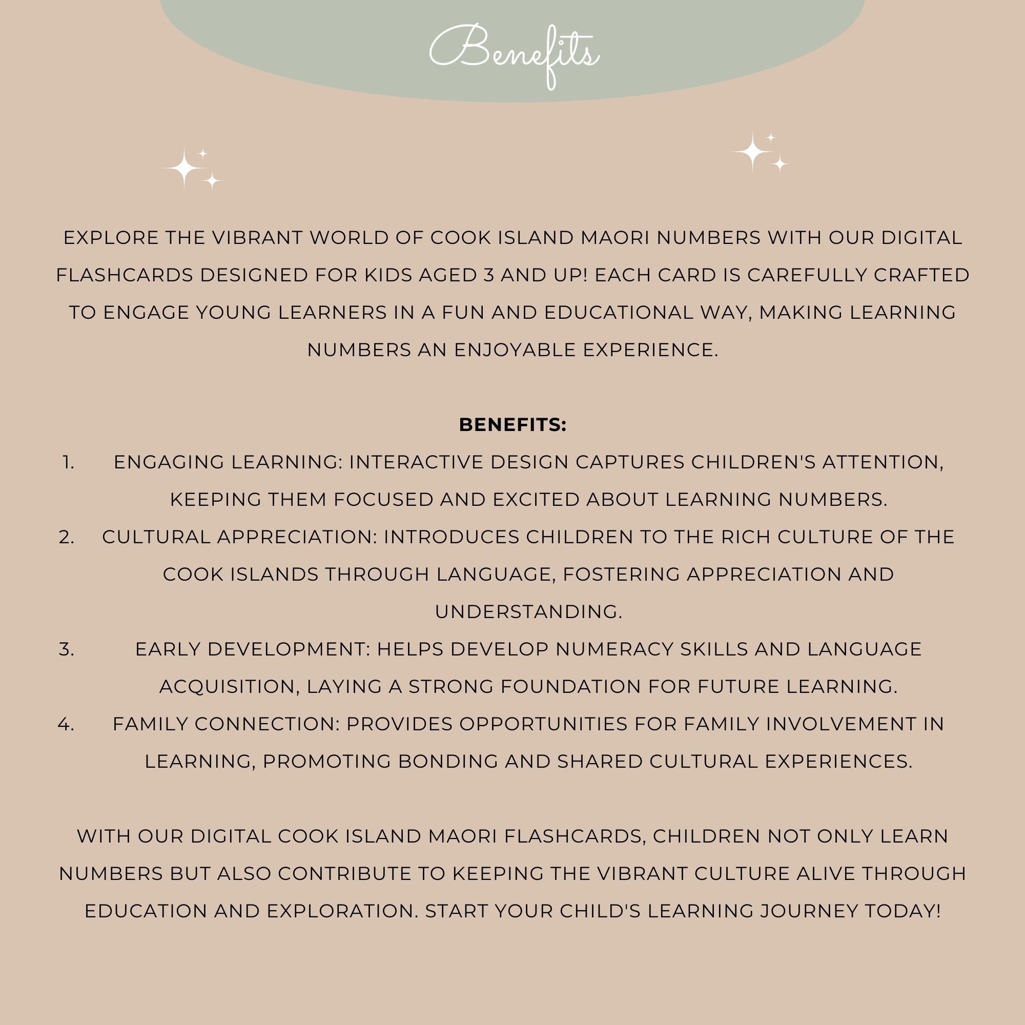 Cook Islands Maori Flashcards, Digital Number Flashcards, Printable