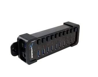 SimWorks Sabrent USB Hub Mount | Fits 7, 10 & 16 Port Hubs | 4040 / 8040 Profile Sim Rig Holder | Sim Racing Flight Cockpit Accessory