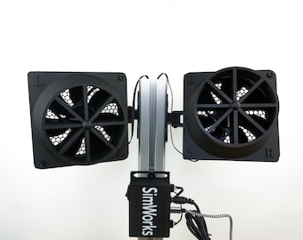 Sim Racing Wind Simulator Kit | SimHub ShakeIt Plug and Play | Twin USB Fans with Control Box | iRacing ACC Sim Rig Immersion Upgrade