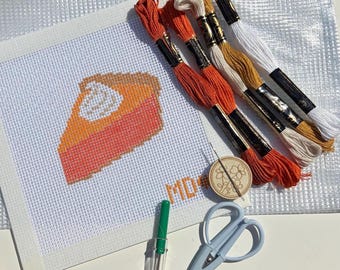 Kit de tapicería para principiantes: Rebanada de pastel de calabaza - 13 mallas - Lienzo pintado a mano