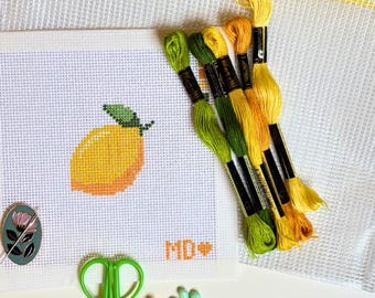 Kit de tapicería Lemon para principiantes - 13 mallas - Lienzo pintado a mano