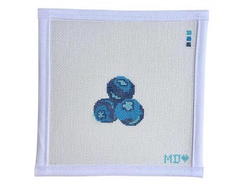 Blueberries Needlepoint Canvas - 18 mesh - Hand-painted Canvas