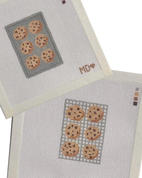 Chocolate Chip Cookies Needlepoint Canvas - 18 mesh - Hand-painted Canvas