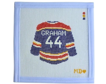 Garret Graham Jersey Off Campus Needlepoint Canvas - 18 mesh - Hand-painted Canvas
