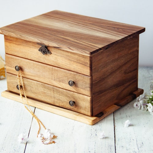 Wooden Jewelry Box Jewelry Box Wood Personalised Walnut Etsy