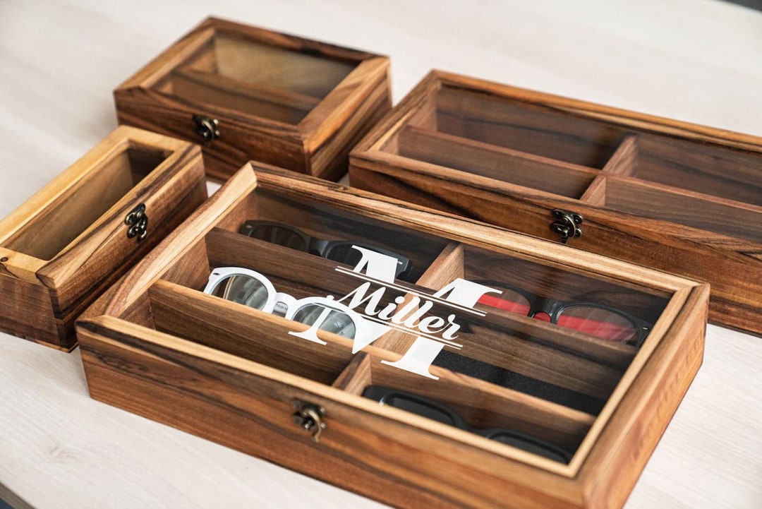 Wood Glasses Case Wood Glasses Box Walnut Wood Hard Case Box Etsy