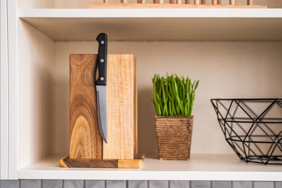 Wood Knife Holder, Magnetic Knife Block, Kitchen Storage, Wooden Knife  Holder, Knife Storage, Steak Knife Holder, Wooden Magnetic Knife 