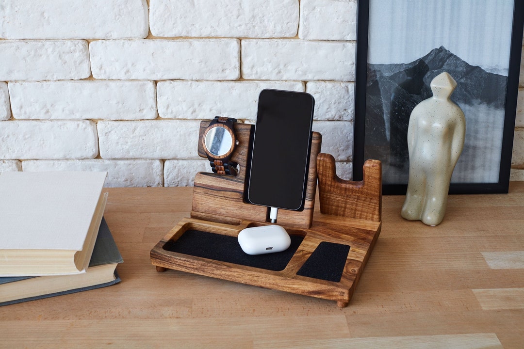 Docking Station With Gun Holderwooden Charging Stationwood Etsy