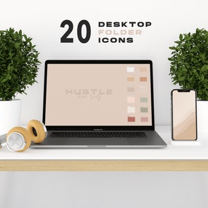 Folder Icons for Mac , MacBook Desktop Folder Icons, Neutral Tones Icons, Minimalist, Wallpaper Organizer, Free Bonus Instant Download image 4