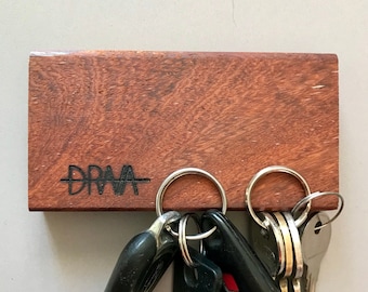Wooden Magnetic Key Holder | Exotic Wood Angelim Pedra | Entryway Hookless Key Hanger | Wall Mounted Key Storage |