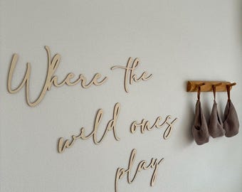 Lettering wood children's room | Children's room wall decoration | Children's room decoration made of wood | Baby room decoration wood | Where the wild ones play
