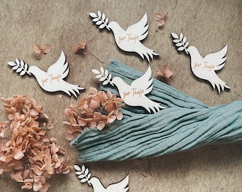 Festa di battesimo decorazione scatter | Bomboniere Battesimo | regali di battesimo personalizzati | Per battesimo legno di colomba | insieme di 5