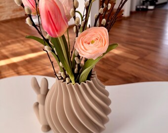 3D Vase handgemacht | moderne Deko Vase aus 3D Druck | Design Vase Latte Braun & Beige | Trockenblumen Vase | Geschenkidee Handmade