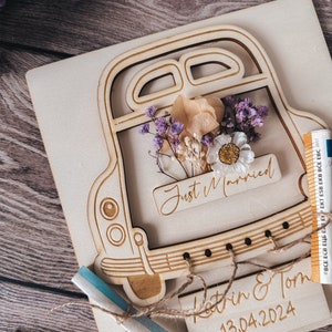 Hochzeitskarte personalisiert Holz Hochzeitsgeschenk Geldgeschenk Geschenkidee Hochzeitsgast Exclusives Besonderes Geschenk Brautpaar Bild 4