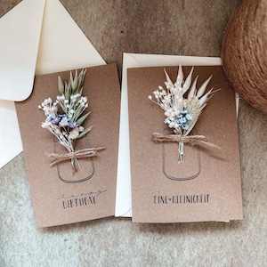 Carta kraft | Carta regalo | Regalo in contanti di fiori secchi | Biglietto d'auguri | biglietto di compleanno