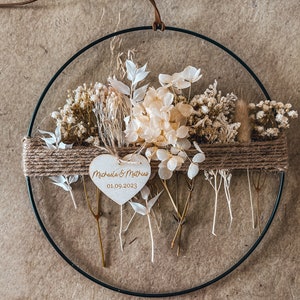 Molla ad anello in metallo Anello in metallo Anello con fiori secchi Decorazione per finestra, decorazione per porta, fiori secchi Idea regalo personalizzata Regalo di matrimonio immagine 7