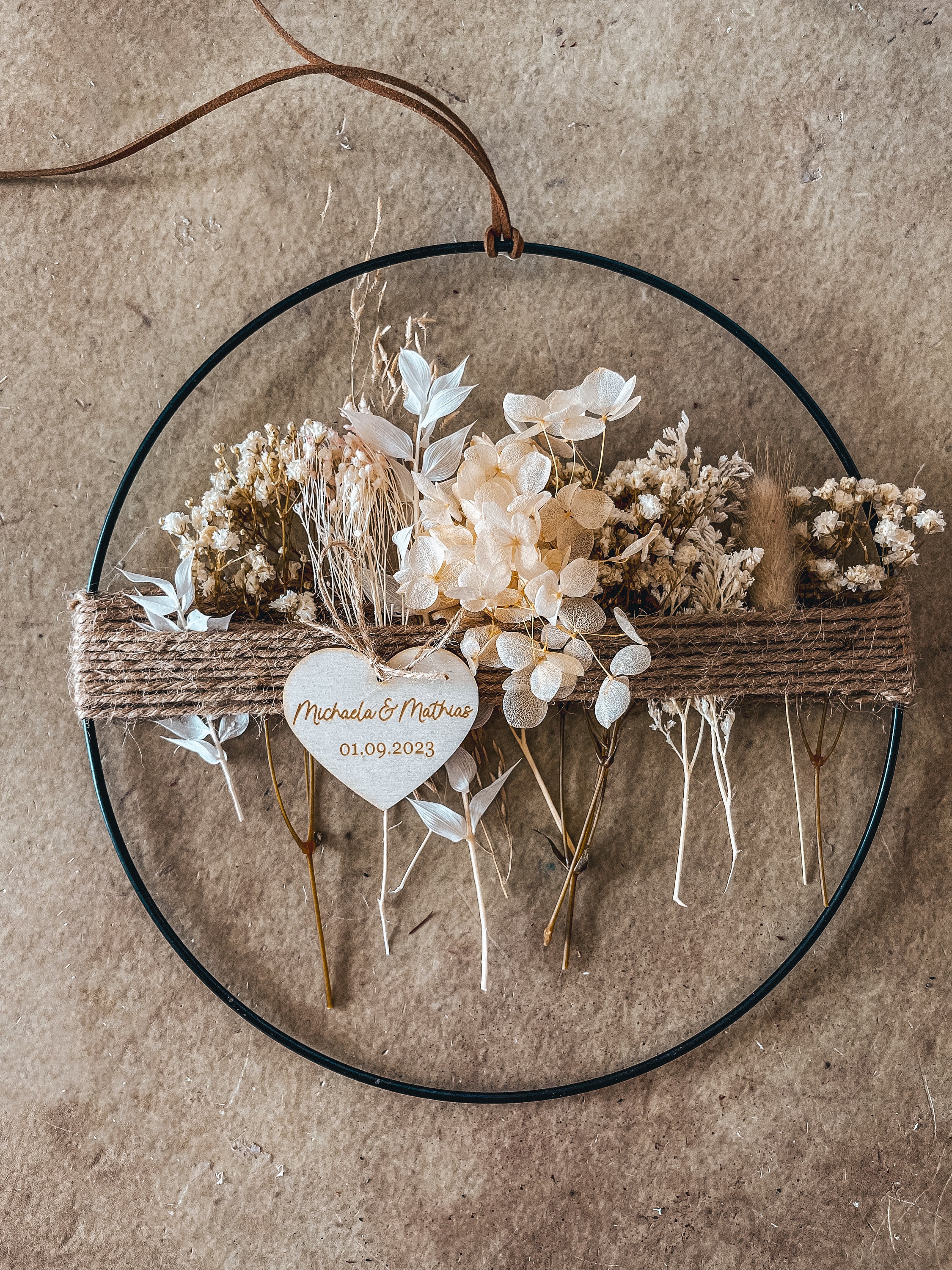 Metallring Frühling | Metallring Trockenblumenring | Fensterdeko Türdeko Trockenblumen | Personalisierte Geschenkidee | Hochzeitsgeschenk