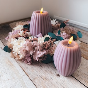 LED Kerzen Echtwachs handgefertigt | LED Kerzen Vintage Deko | Kerzendeko Trockenblumendeko | Boho Deko Zuhause | Flammenlose Kerzen