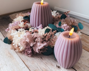 LED Kerzen Echtwachs handgefertigt | LED Kerzen Vintage Deko | Kerzendeko Trockenblumendeko | Boho Deko Zuhause | Flammenlose Kerzen