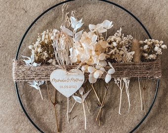 Anillo de metal con resorte | Anillo de metal con flores secas | Decoración de ventanas y puertas con flores secas | Idea de regalo personalizada | Regalo de boda