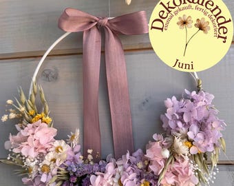 Ghirlanda di fiori secchi, ghirlanda per porta, ghirlanda estiva, regalo personalizzato per la mamma, decorazione estiva, ghirlanda per la porta d'ingresso | Calendario delle decorazioni di giugno